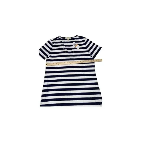 Michael Kors Dress womens small jersey blue white stripe lace up sailor womens - Picture 3 of 4